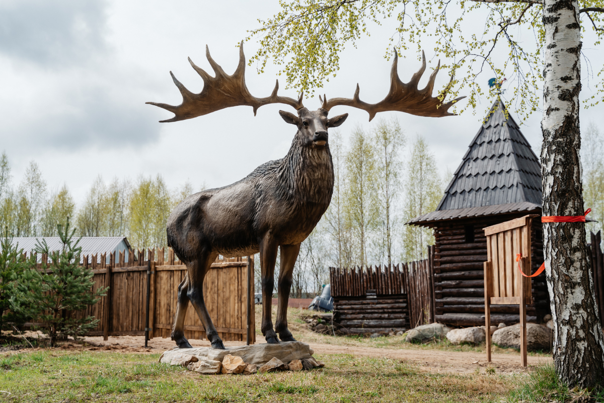 Скульптура северный олень. Оленья ферма Тверь Судимир. Олень Псковская область.